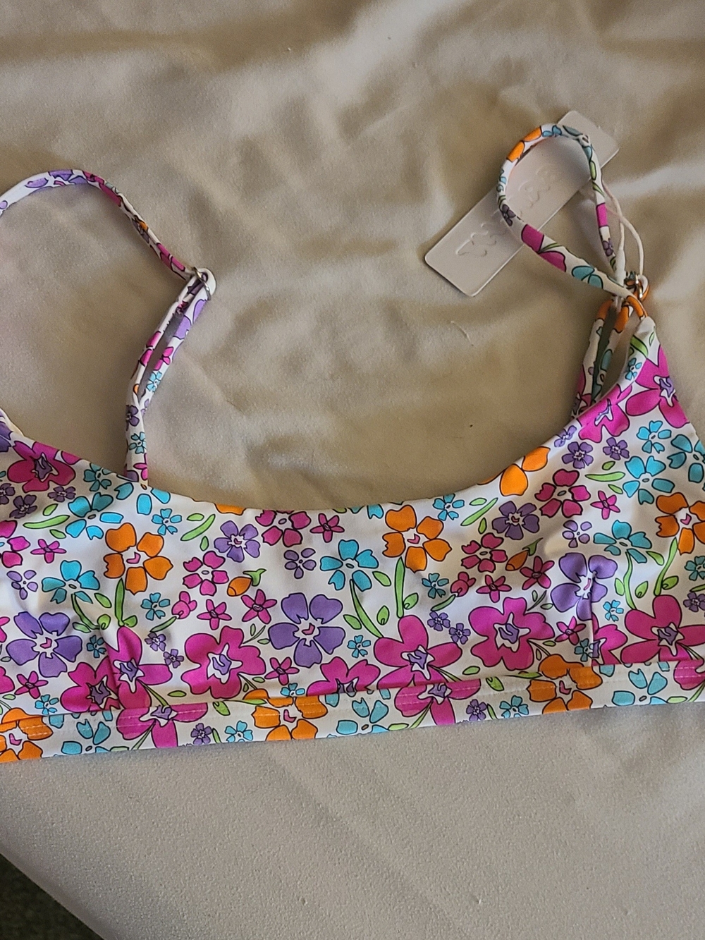 Hollister Floral Bandeau Bralette - Pink, Purple, Orange & Blue